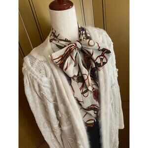 Vintage knitted cardigan with angora trim and beads, size L